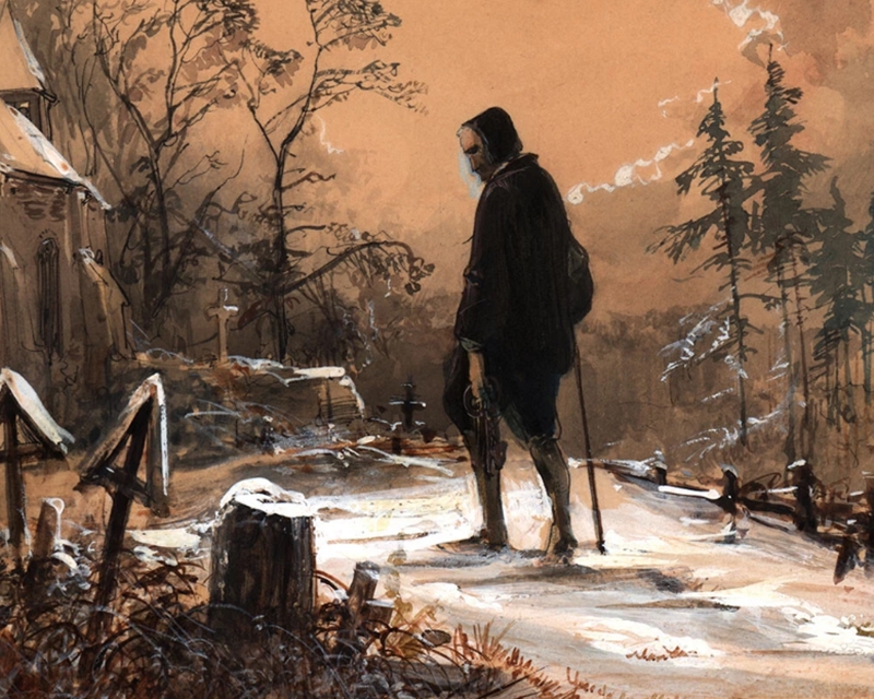 Caspar Scheuren (1810-1887): The guardian of the cemetery in the winter (ca.1860)